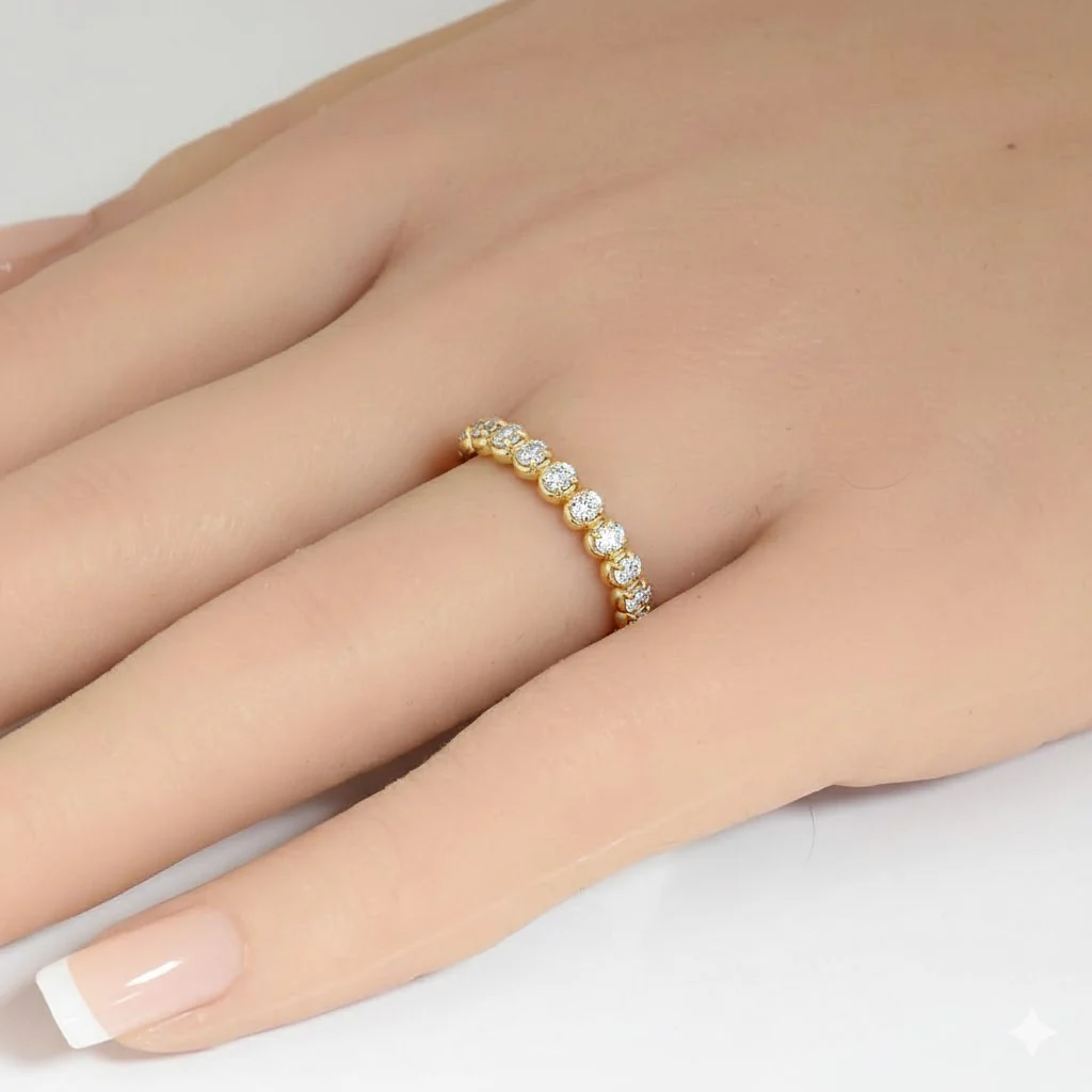 <span style="color:purple">SPECIAL!</span> .73ct G SI 14kt Yellow Gold Diamond Half Eternity Oval Band Ring Size 6.5 - Image 2
