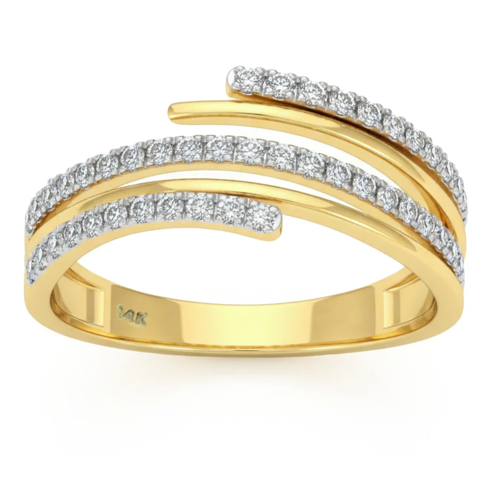 <span style="color:purple">SPECIAL!</span> .33ct G SI 14kt Yellow Gold Diamond Wrap Around Ring Size 6.5