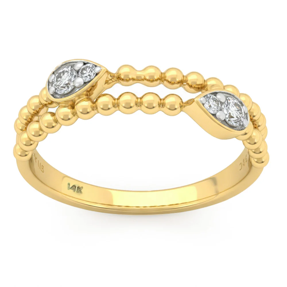 <span style="color:purple">SPECIAL!</span> .14ct G SI 14kt Yellow Gold Diamond Beaded Band Ring Size 6.5