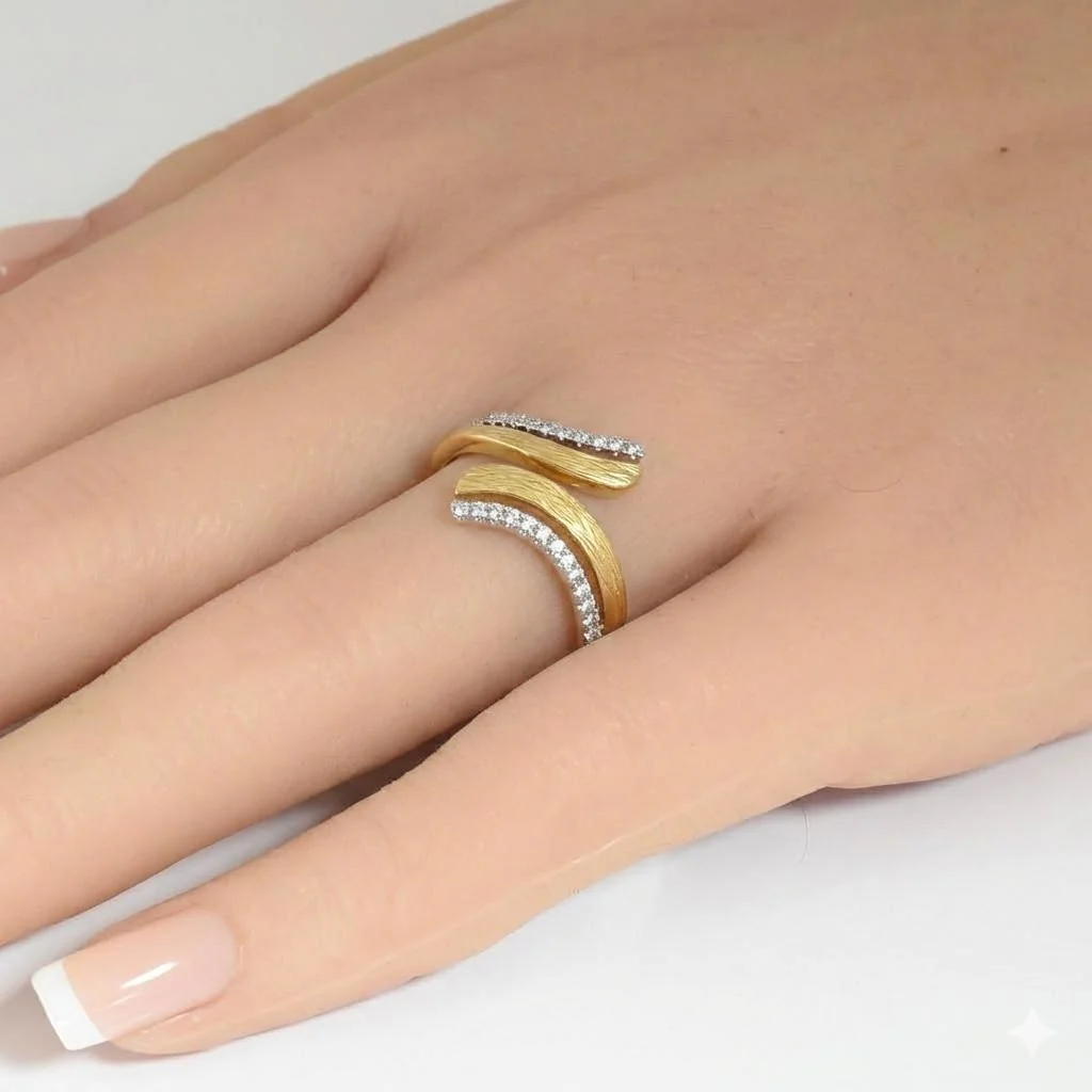 <span style="color:purple">SPECIAL!</span> .16ct G SI 14kt Yellow Gold Modern Diamond Wrap Ring Size 6.5 - Image 2