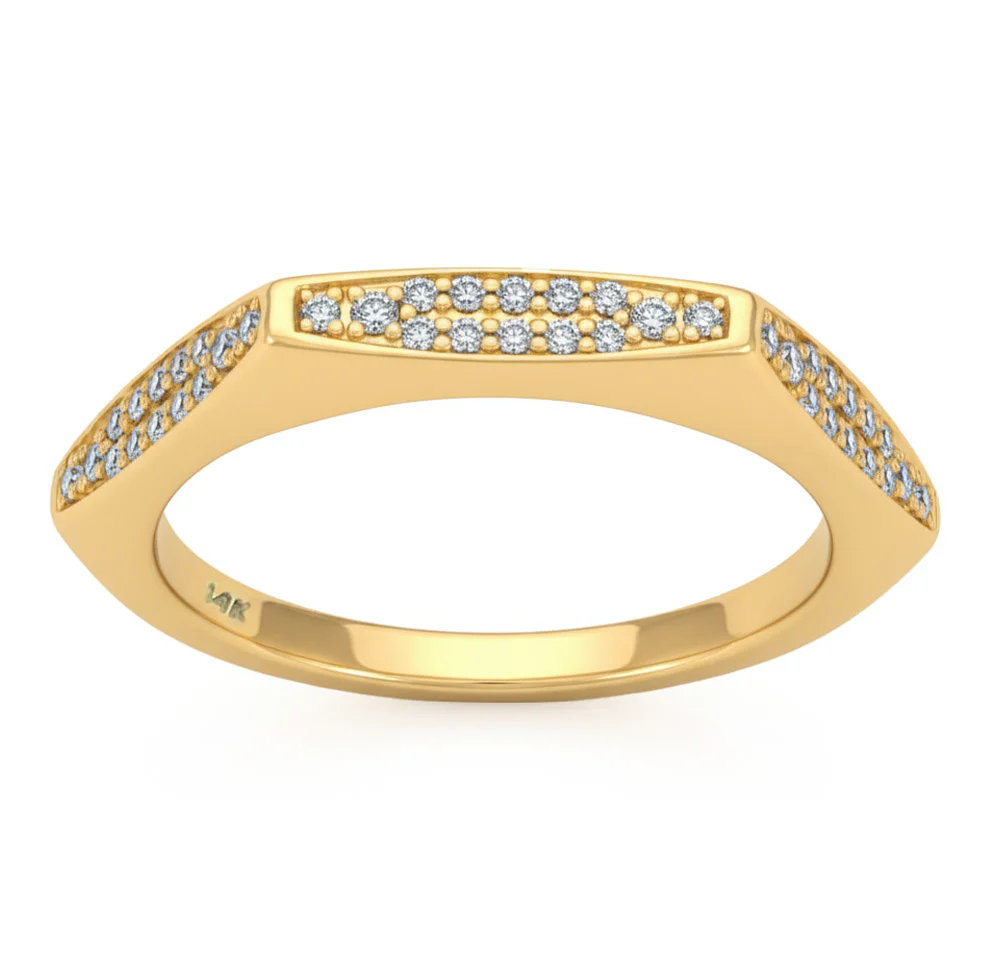 <span style="color:purple">SPECIAL!</span> .19ct G SI 14kt Yellow Gold Diamond Modern Band Ring Size 6.5