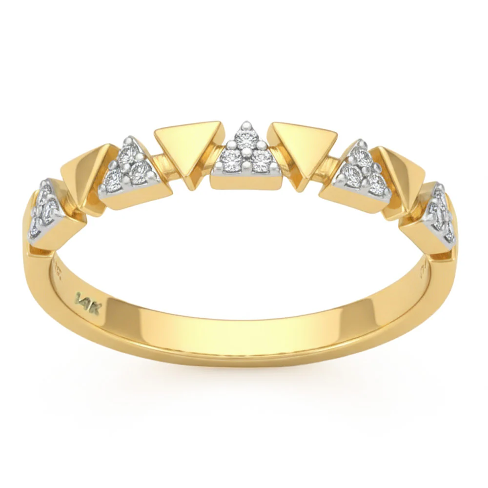 <span style="color:purple">SPECIAL!</span> .09ct G SI 14kt Yellow Gold Triangle Shape Diamond Band Ring Size 6.5