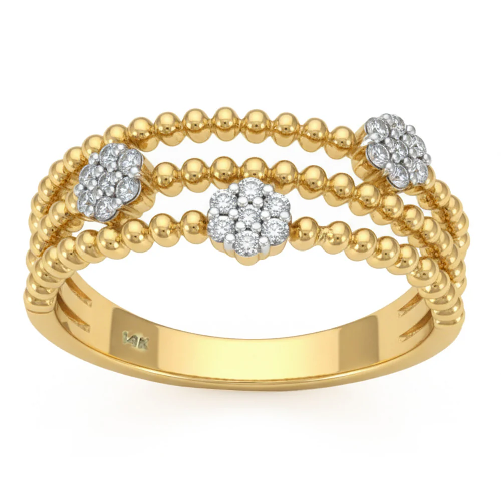 <span style="color:purple">SPECIAL!</span> .17ct G SI 14kt Yellow Gold Diamond Multi Bead Band Ring Size 6.5