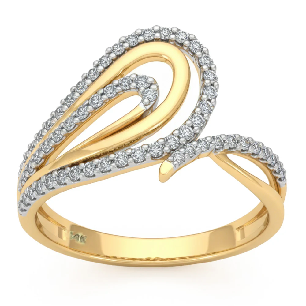<span style="color:purple">SPECIAL!</span> .33ct G SI 14kt Yellow Gold Modern Diamond Band Ring Size 6.5