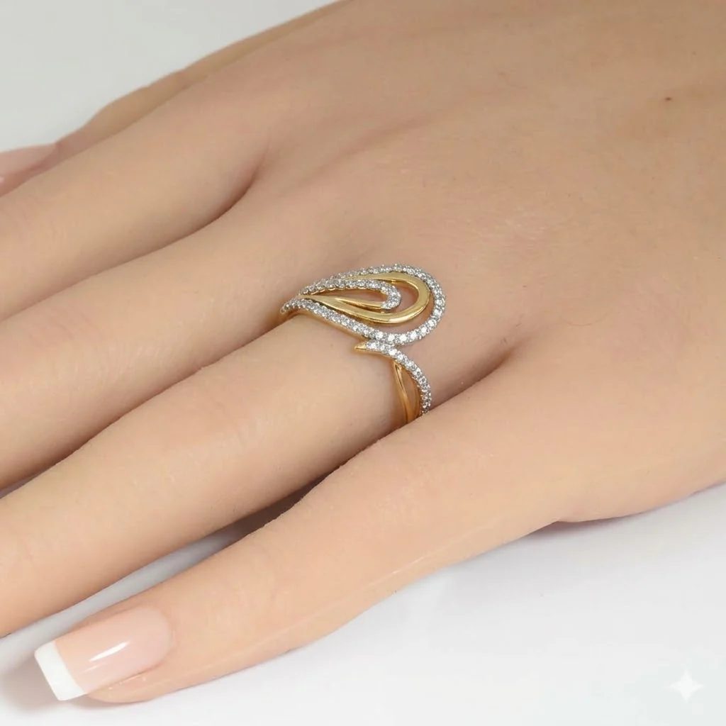 <span style="color:purple">SPECIAL!</span> .33ct G SI 14kt Yellow Gold Modern Diamond Band Ring Size 6.5 - Image 2