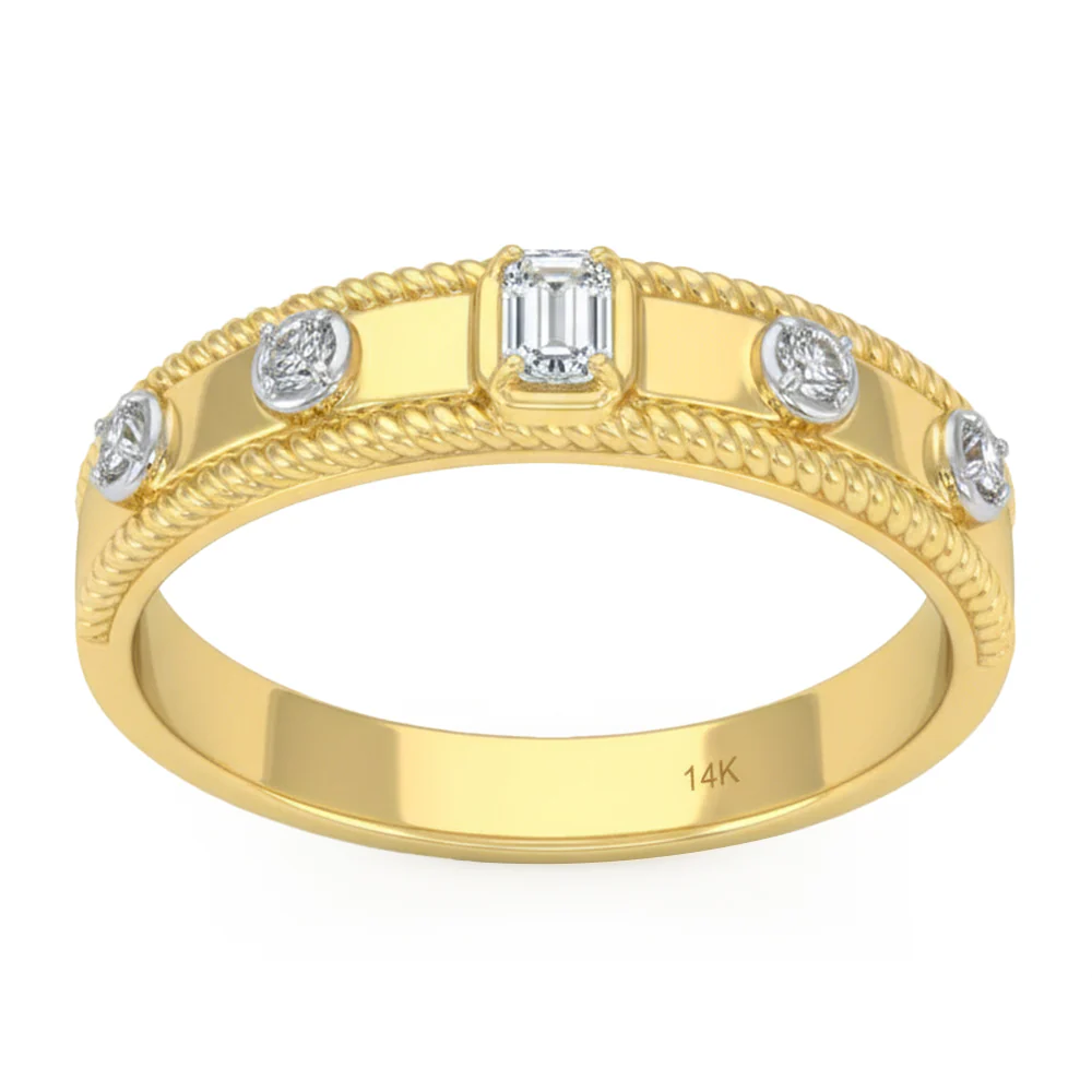 <span style="color:purple">SPECIAL!</span> .17ct G SI 14kt Yellow Gold Diamond Modern Band Ring Size 6.5