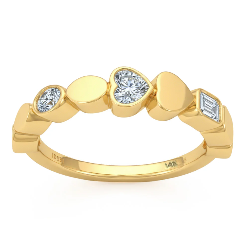 <span style="color:purple">SPECIAL!</span> .54ct G SI 14kt Yellow Gold Multi Shape Diamond Bezel Set Ring Size 6.5