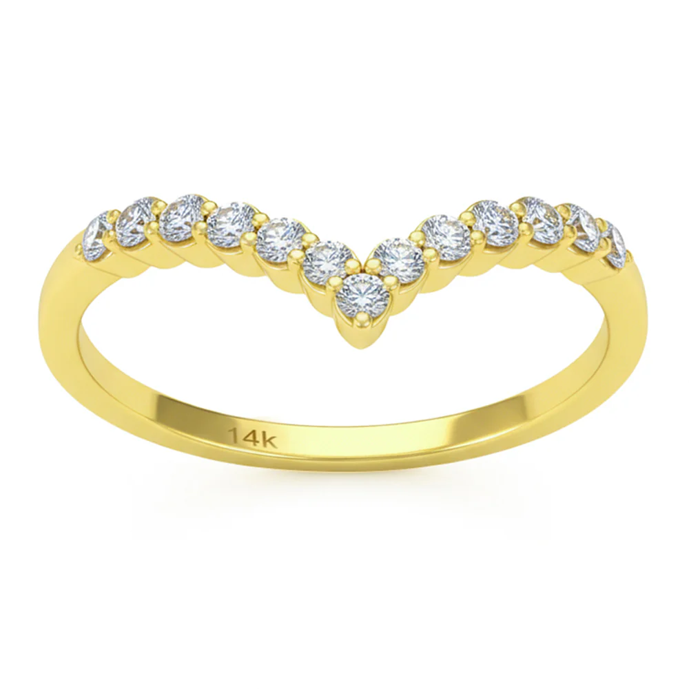 <span style="color:purple">SPECIAL!</span> .25ct G SI 14kt Yellow Gold Diamond Chevron Band Ring Size 6.5