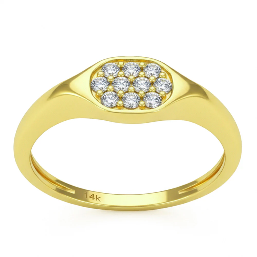 <span style="color:purple">SPECIAL!</span> .18ct G SI 14kt Yellow Gold Diamond Signet Band Ring Size 6.5