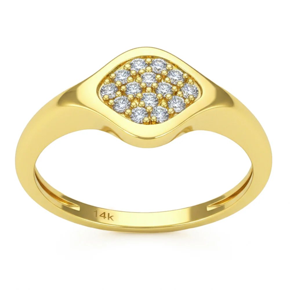 .<span style="color:purple">SPECIAL!</span> .13ct G SI 14kt Yellow Gold Diamond Modern Signet Band Pinky Ring Size 6.5