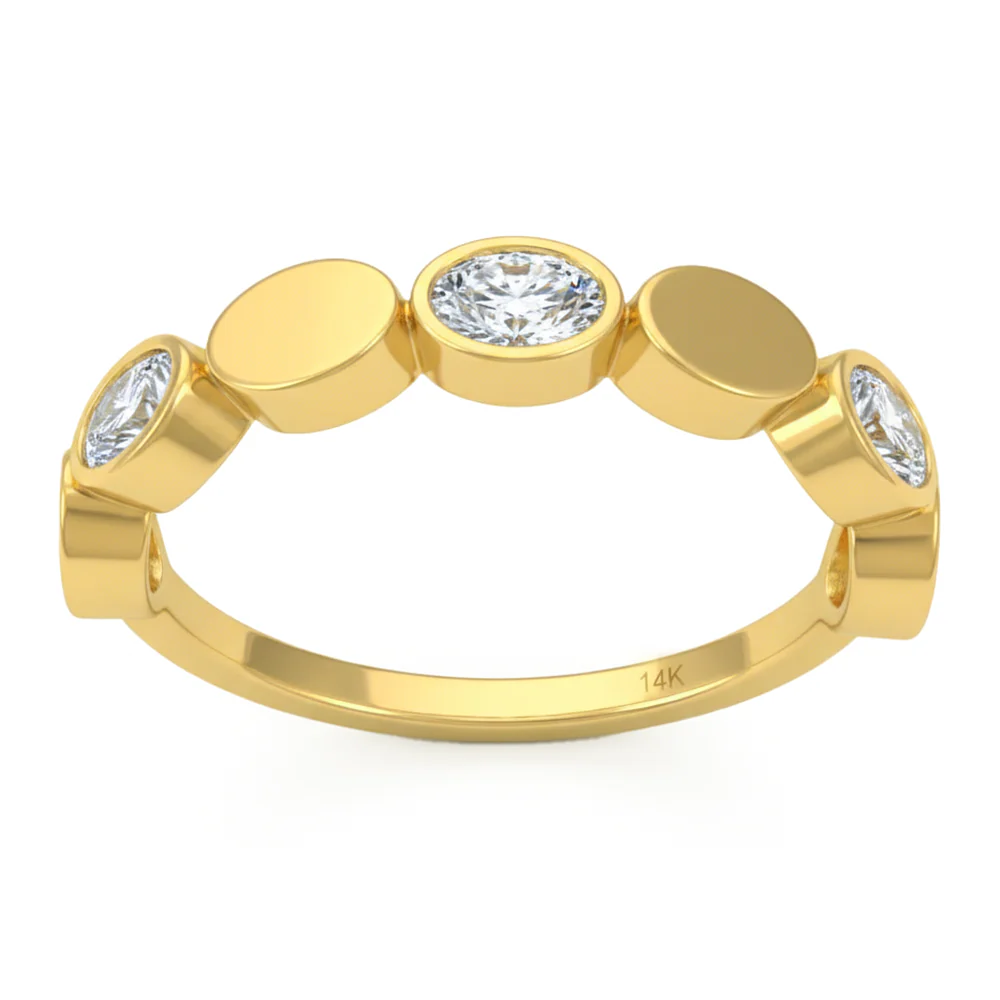 <span style="color:purple">SPECIAL!</span> .46ct G SI 14kt Yellow Gold Diamond Bezel Set Band Ring Size 6.5