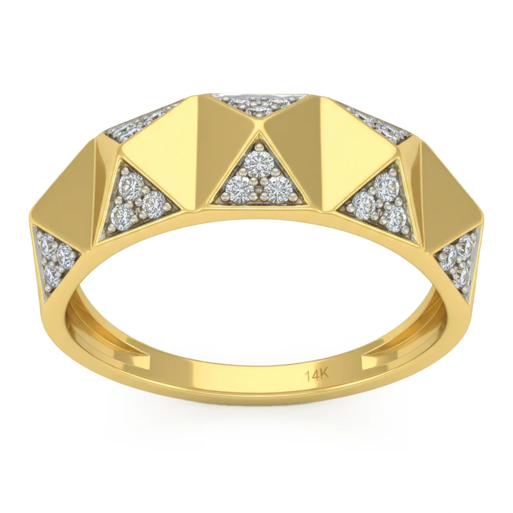 <span style="color:purple">SPECIAL!</span> .24ct G SI 14kt Yellow Gold Diamond Spike Modern Band Ring Size 6.5