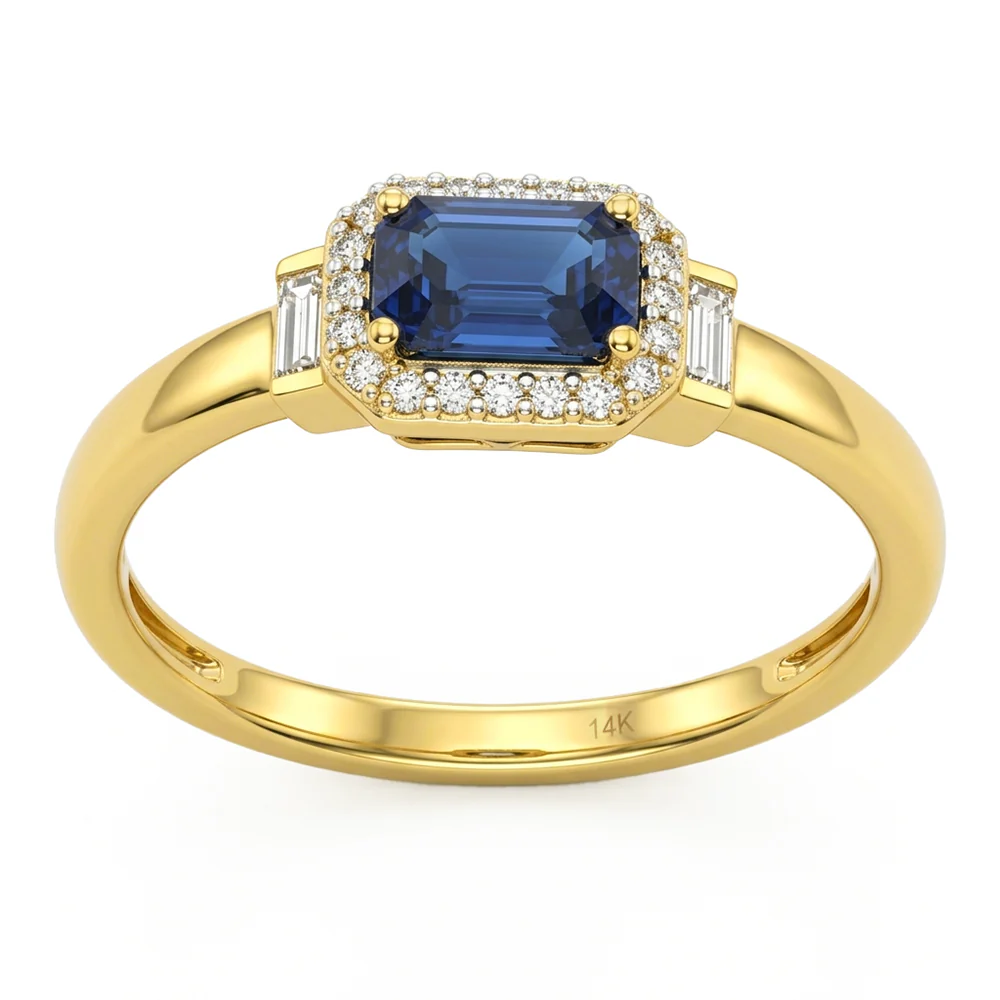 <span style="color:purple">SPECIAL!</span> .68ct G SI 14kt Yellow Gold Diamond & Blue Sapphire Gemstone Ring Size 6.5