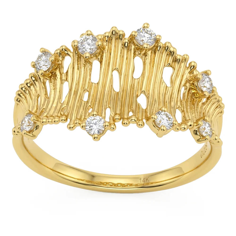 <span style="color:purple">SPECIAL!</span> .25ct G SI 14kt Yellow Gold Unique Art Deco Diamond Ring Size 6.5