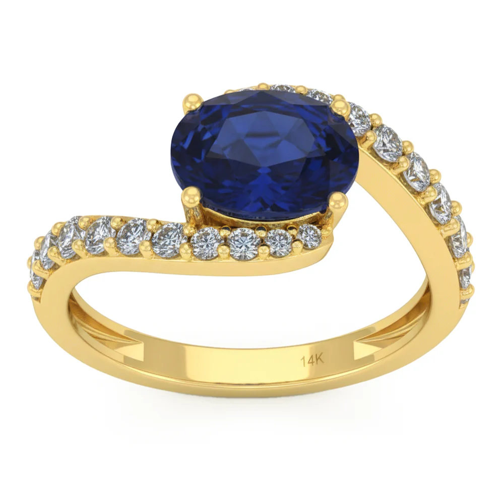 <span style="color:purple">SPECIAL!</span> 2.37ct G SI 14kt Yellow Gold Diamond & Blue Sapphire Gemstone Ring Size 6.5