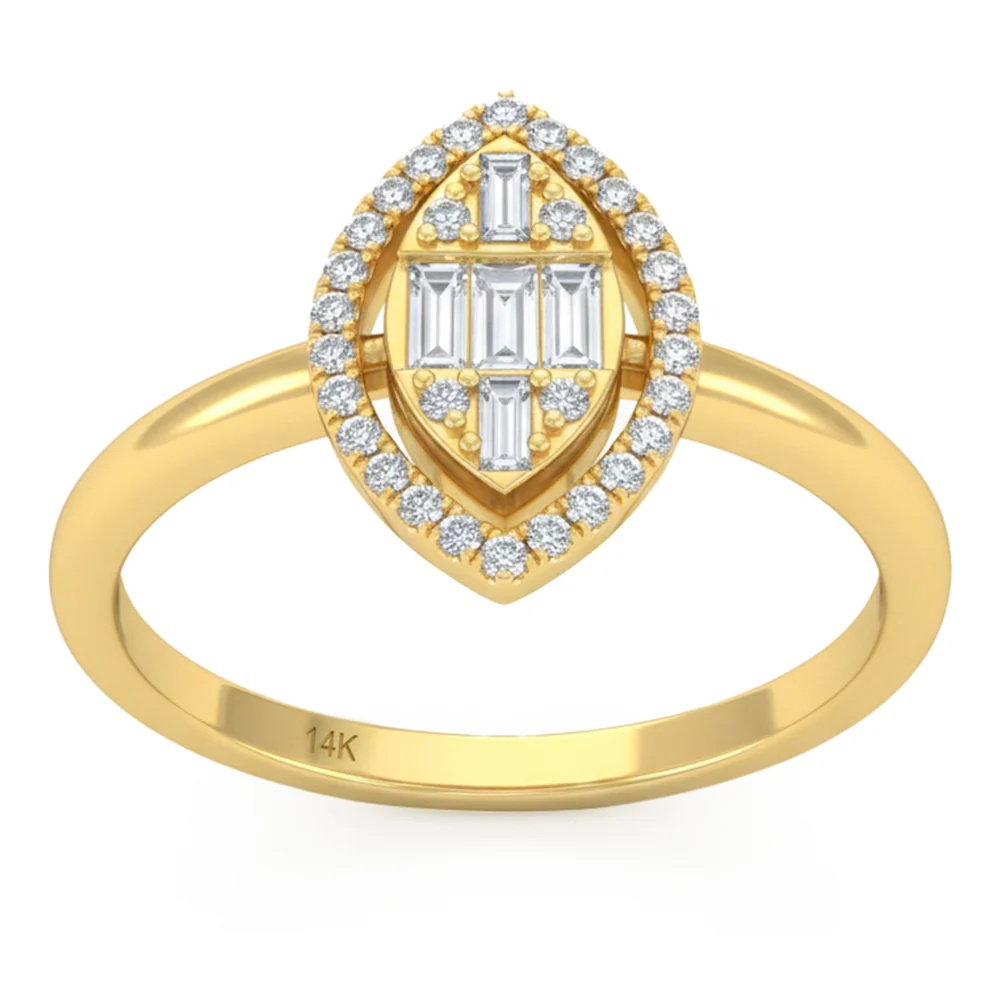 <span style="color:purple">SPECIAL!</span> .29ct G SI 14kt Yellow Gold Marquise Shape Diamond Engagement Ring Size 6.5