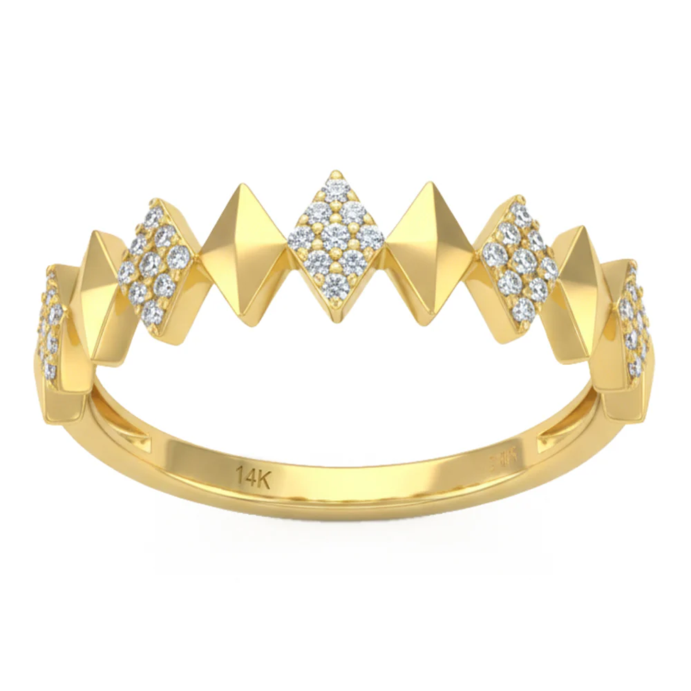 <span style="color:purple">SPECIAL!</span> .20ct G SI 14kt Yellow Gold Diamond Geometric Diamond Shape Ring Band Size 6.5