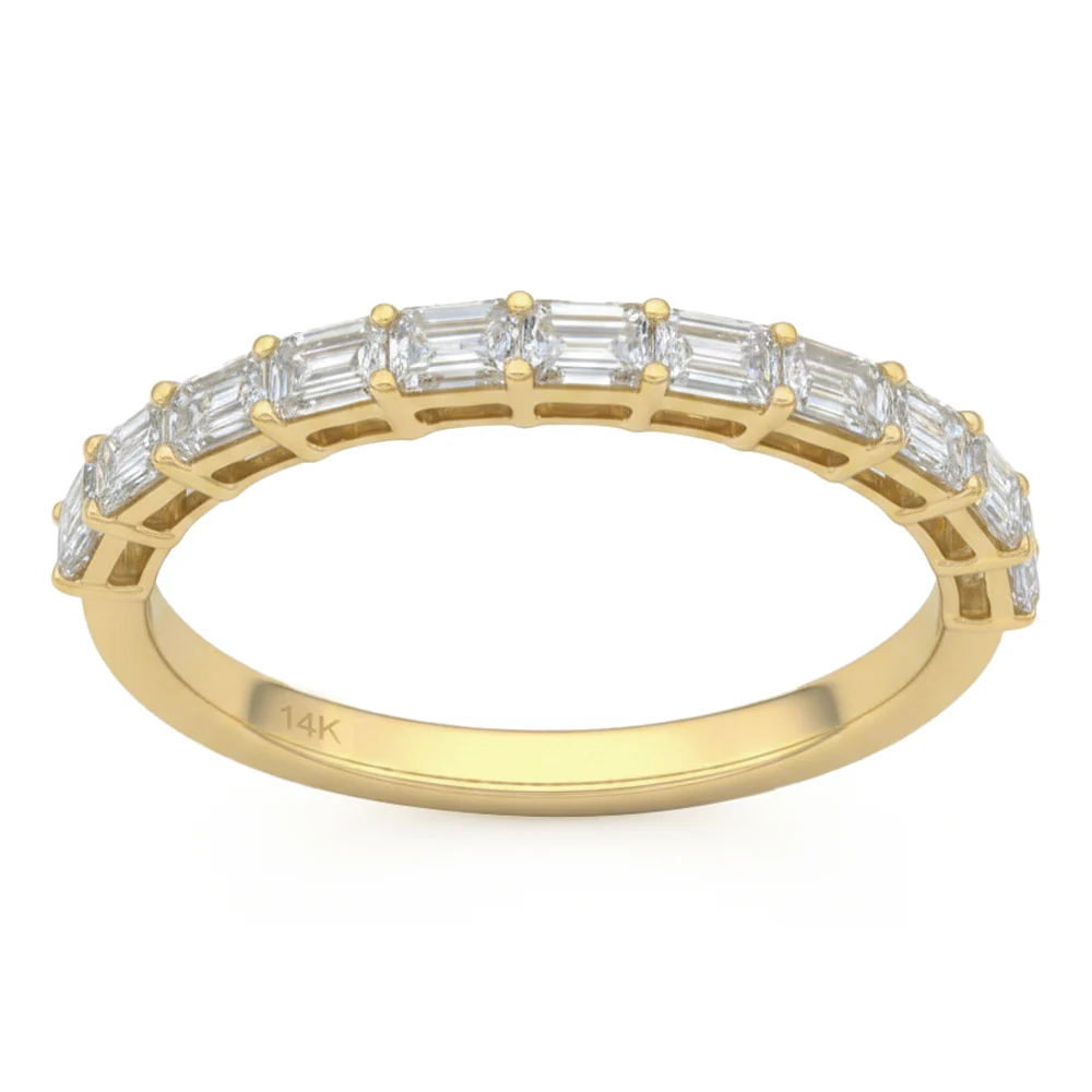 <span style="color:purple">SPECIAL!</span> .77ct G SI 14kt Yellow Gold Baguette Diamond Band Ring Size 6.5