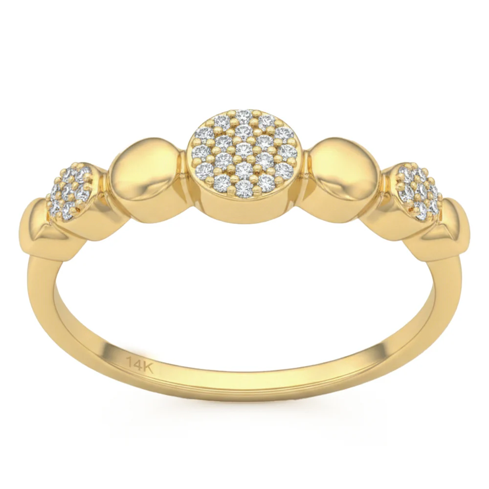 <span style="color:purple">SPECIAL!</span> .10ct G SI 14kt Yellow Gold Round Beaded Diamond Band Ring Size 6.5