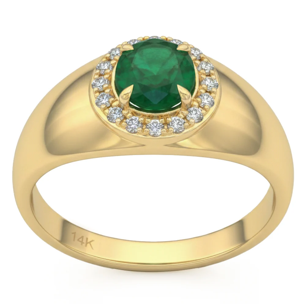 <span style="color:purple">SPECIAL!</span> .83ct G SI 14kt Yellow Gold Diamond & Emerald Gemstone Ring Size 6.5
