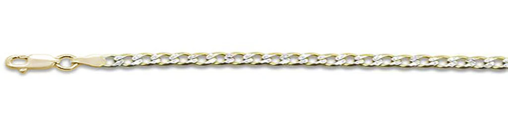 080-3MM Yellow Gold Plated Pave Curb Chain .925  Solid Sterling Silver Available in 7"- 30" inches NEW