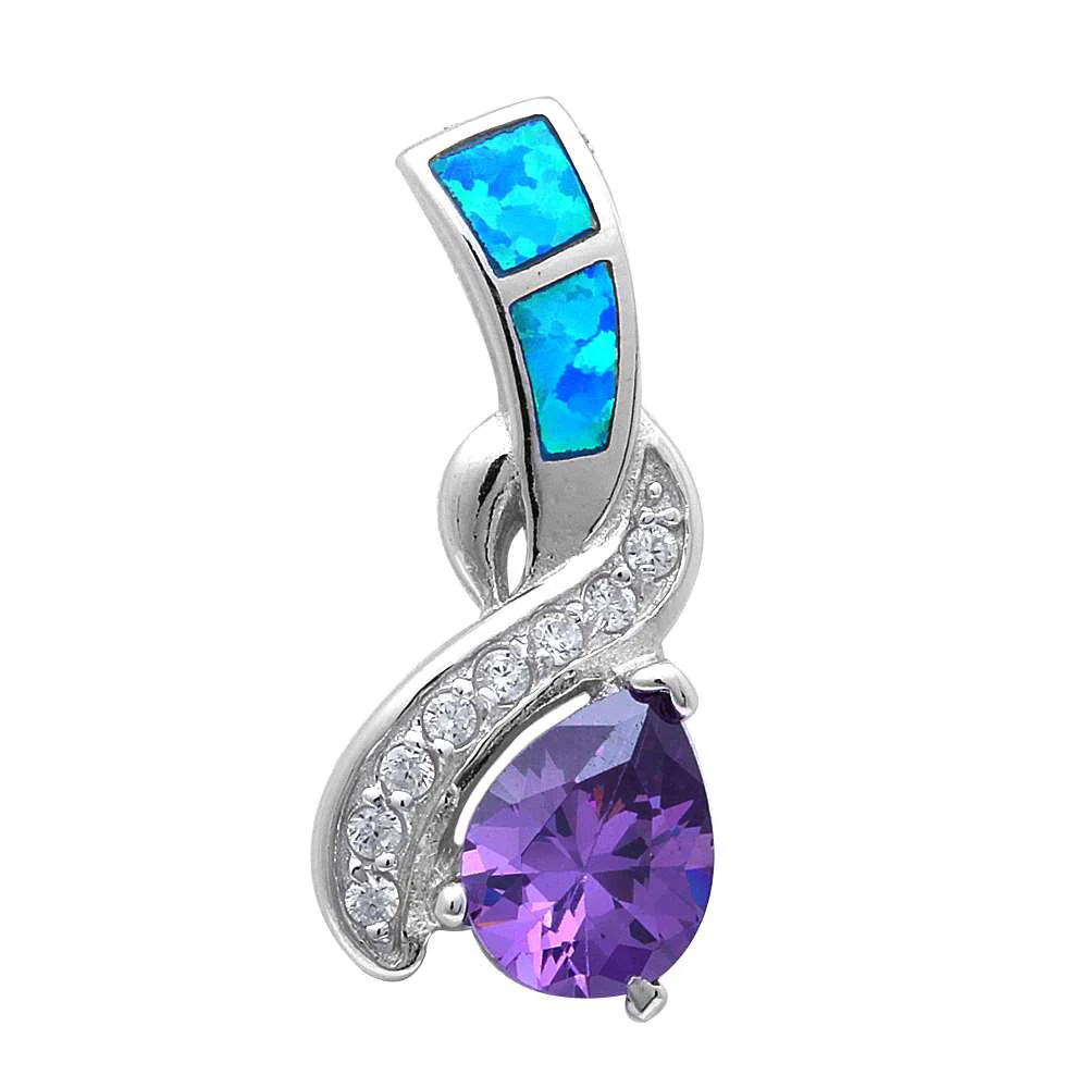 Blue Opal .925 Sterling Silver Pendant