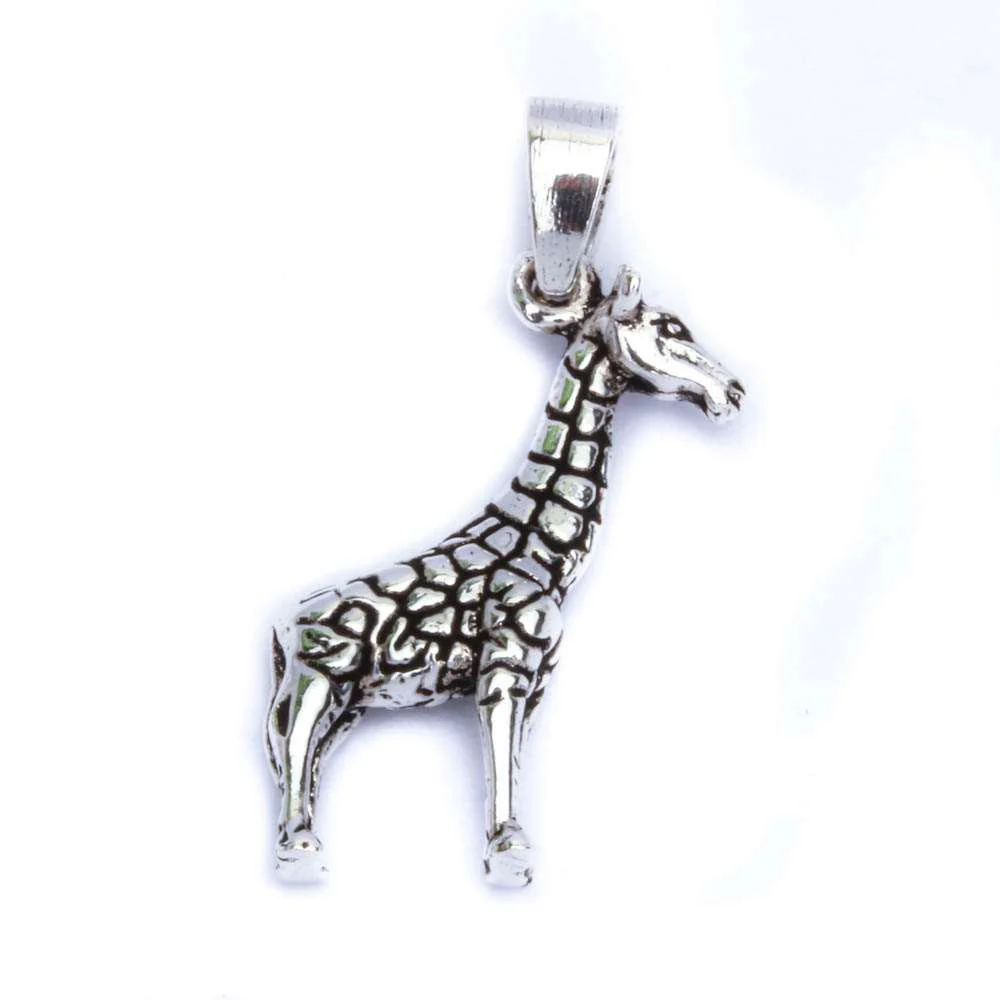 <span>CLOSEOUT!</span>Solid Giraffe .925 Sterling Silver Pendant 1.25" long