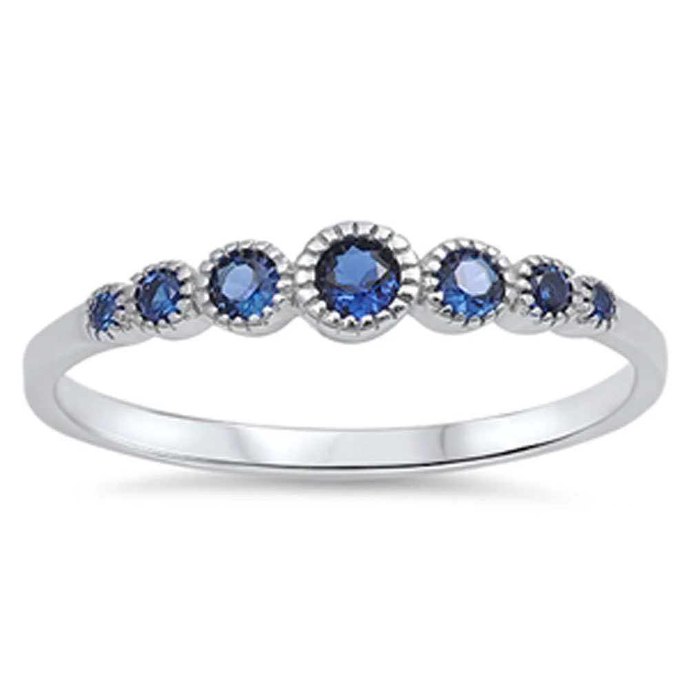<span>CLOSEOUT!</span>Seven Round Sapphire .925 Sterling Silver Ring