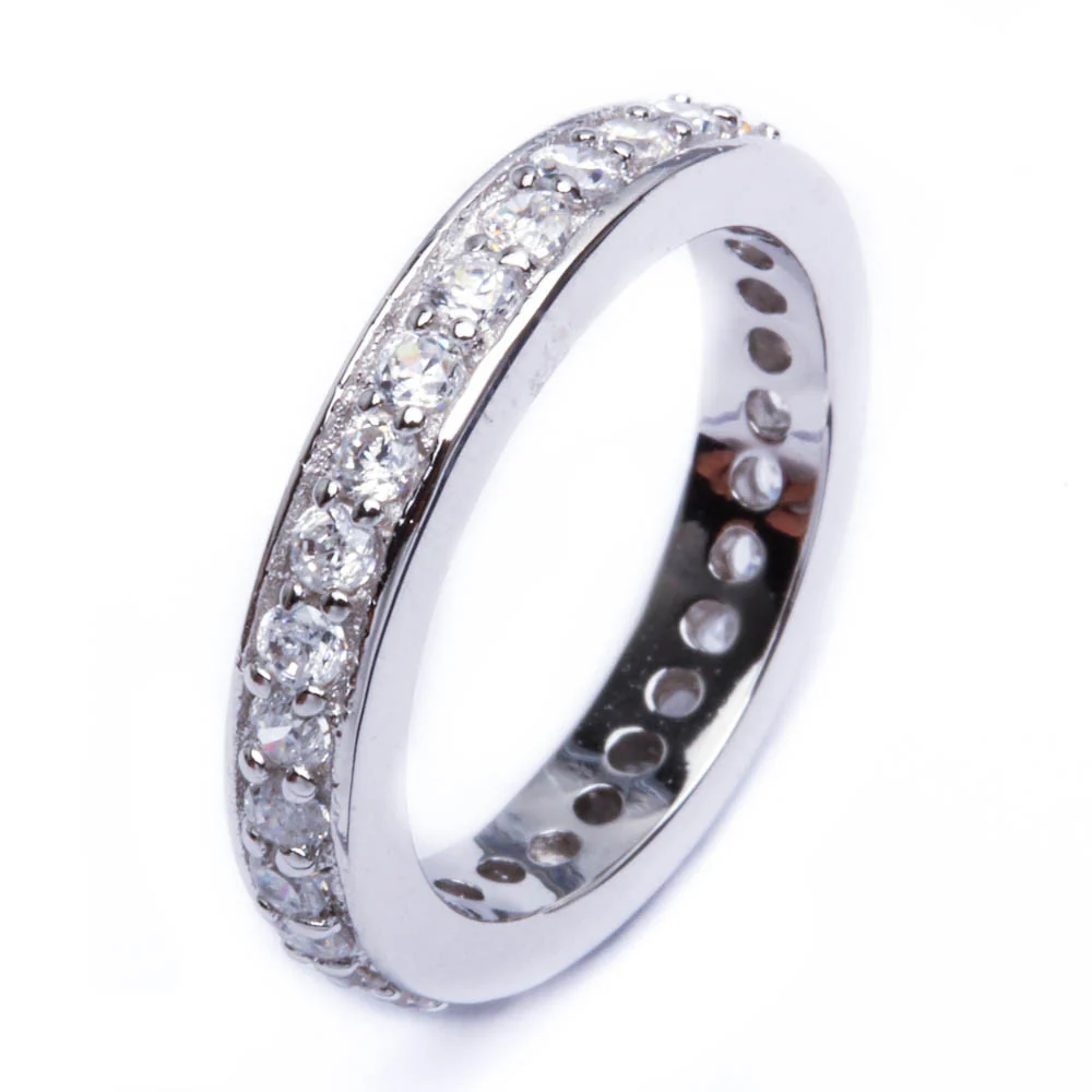 <span>CLOSEOUT!</span> 1.5Ct Round Cz Eternity Wedding Band .925 Sterling Silver Ring