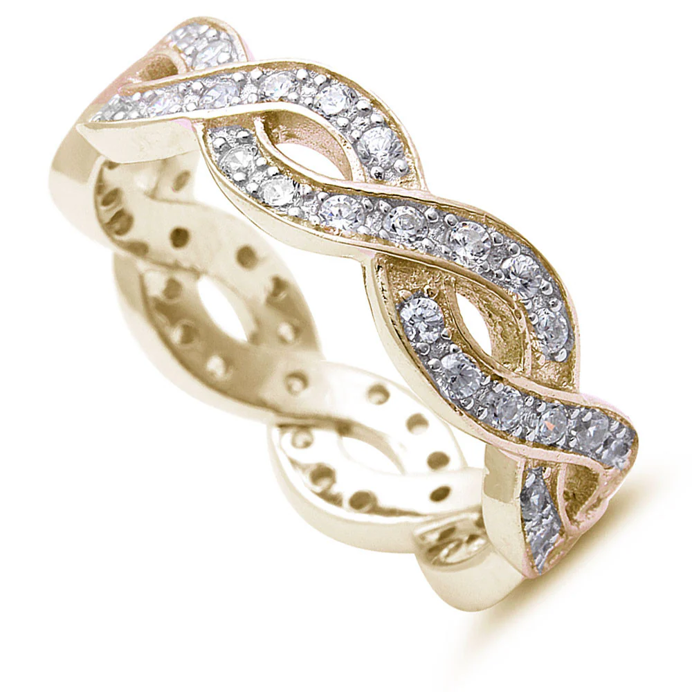 <span>CLOSEOUT!</span> Yellow Gold Plated Cz Infinity Design .925 Sterling Silver Ring Sizes 4-12