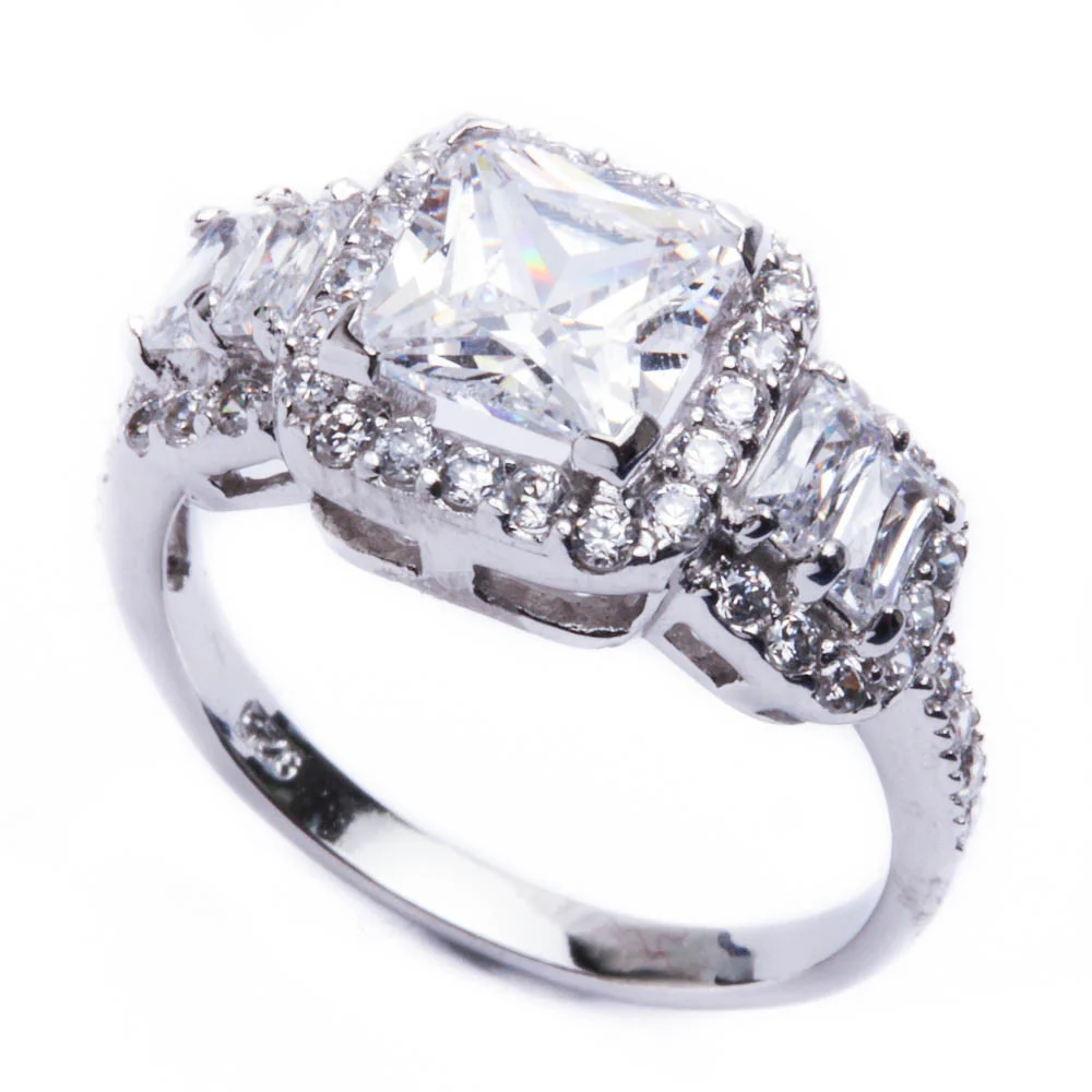<span>CLOSEOUT! </span>2ct Princess & Radiant Cut CZ Engagement .925 Sterling Silver Ring Sizes 5-10