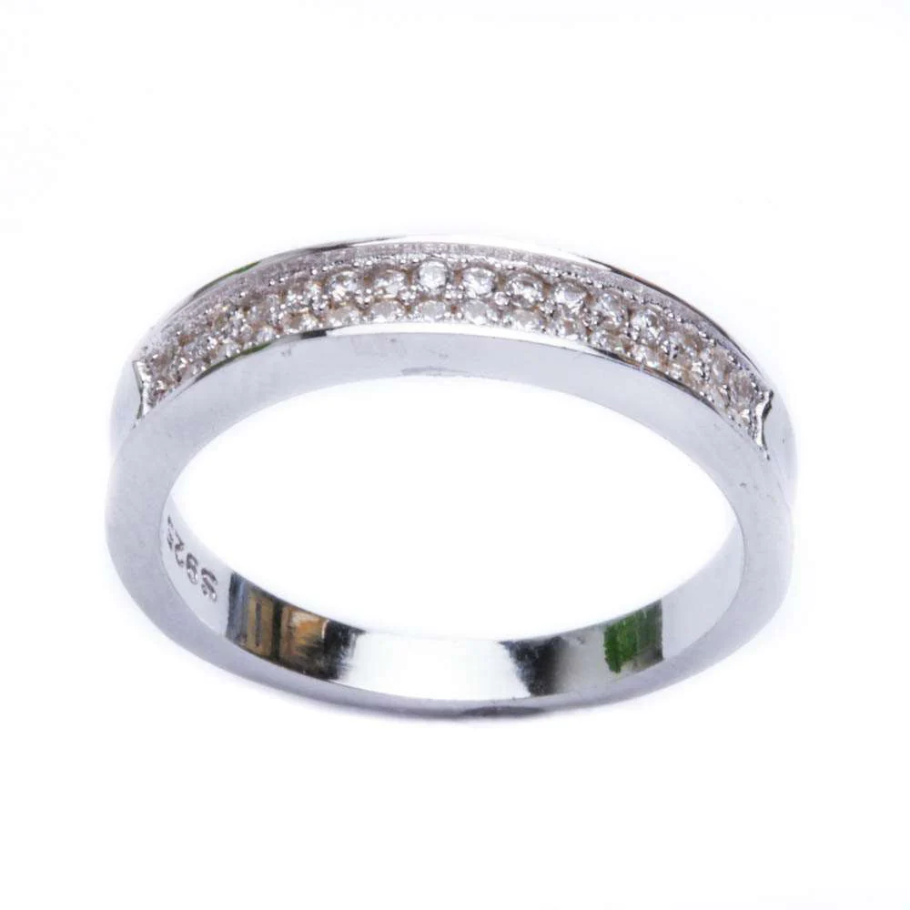 <span>CLOSEOUT!</span> .50ct Pave Set Cz Engagemend Band .925 Sterling Silver Ring Sizes 4-10