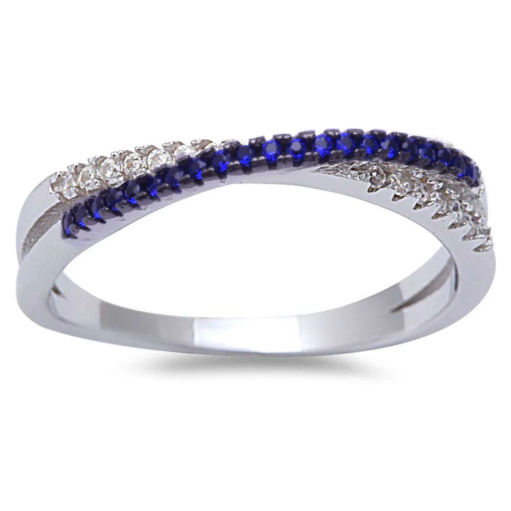 <span>CLOSEOUT!</span>Blue Sapphire Cubic Zirconia Infinity .925 Sterling Silver Ring