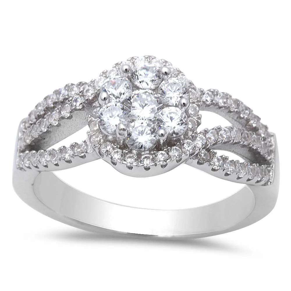 <span>CLOSEOUT!</span>New .50ct Cubic Zirconia Flower Fashion .925 Sterling Silver Ring Sizes 5-9