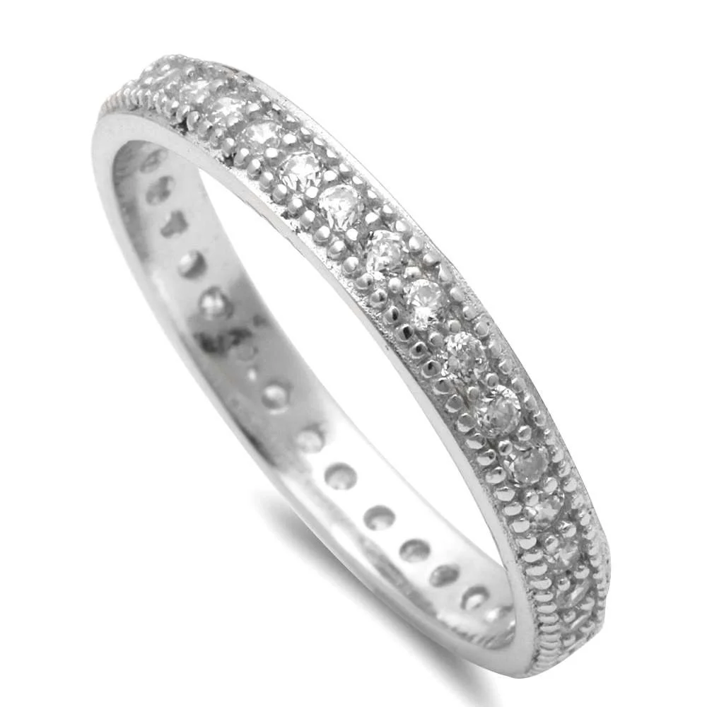 <span>CLOSEOUT! </span>Cubic Zirconia Eternity Band .925 Sterling Silver Ring