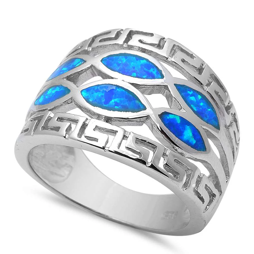 <span>CLOSEOUT!</span>Blue Opal .925 Sterling Silver Ring