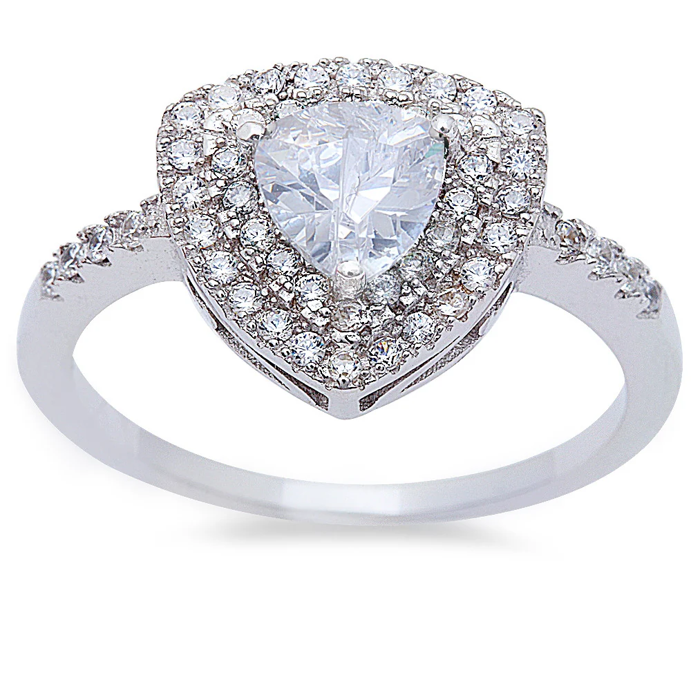 <span>CLOSEOUT!</span>Trillion Shape White CZ Fashion .925 Sterling Silver Ring