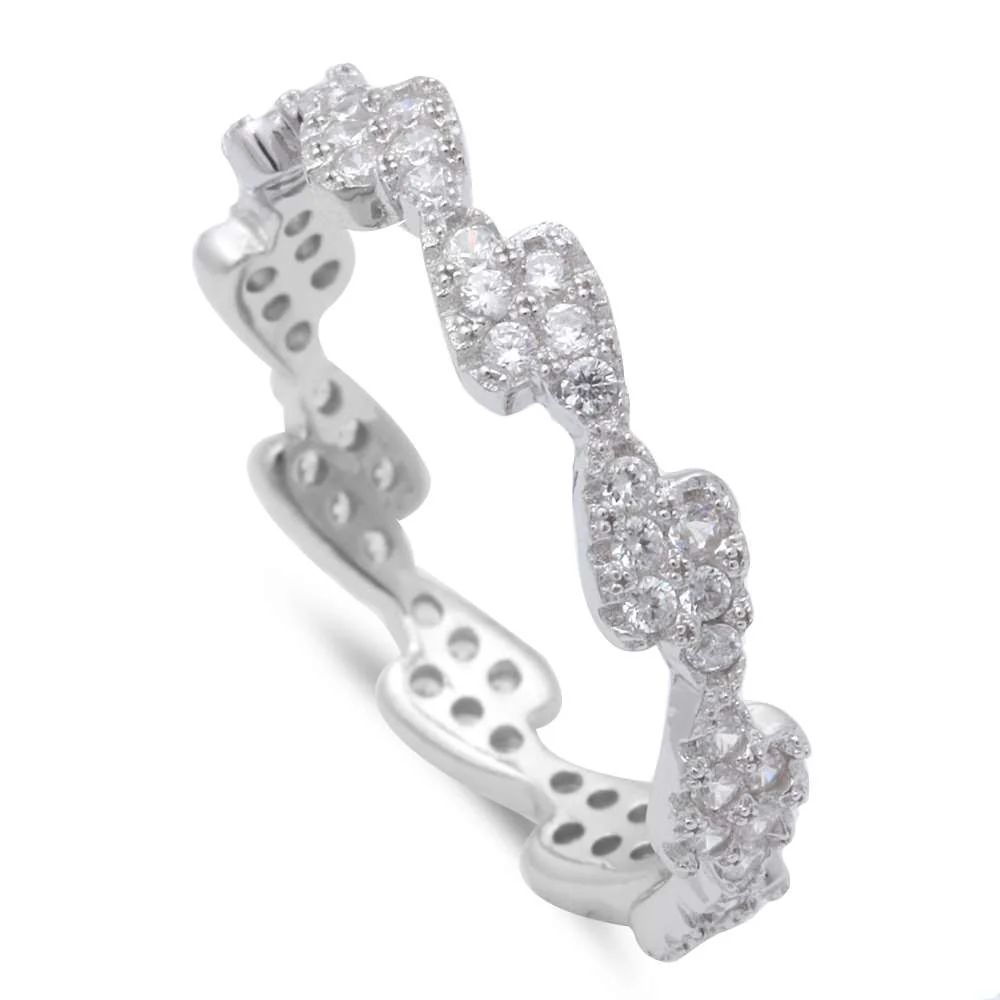 <span>CLOSEOUT!</span>New Design Micro Pave Cz Band .925 Sterling Silver Ring