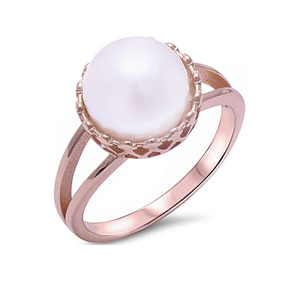 <span>CLOSEOUT!</span> Rose Gold Plated Fresh Water Pearl .925 Sterling Silver Ring Sizes 5-7, 9-11