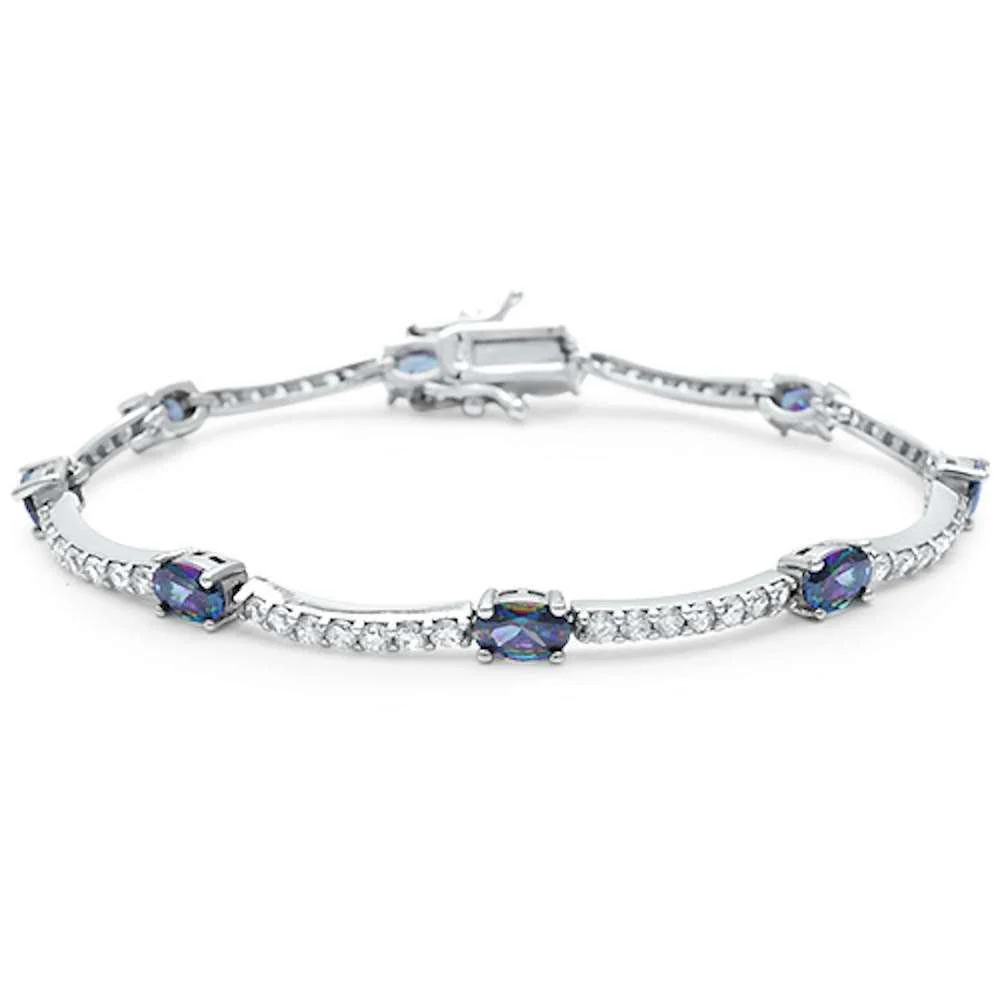 Oval & Round Amethyst Cubic Zirconia .925 Sterling Silver Bracelet