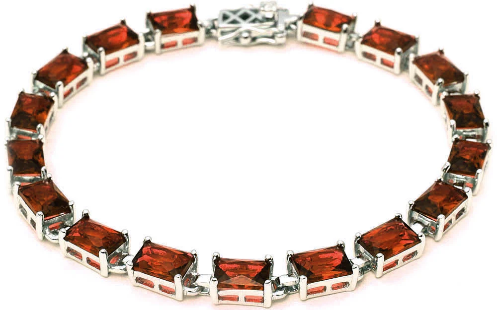 17.50ct Radiant Cut Garnet.925 Sterling Silver Bracelet 7 1/4"