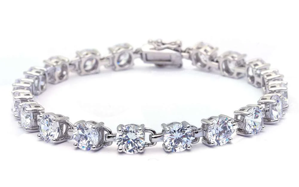16.5CT Round Fine Cubic Zirconia .925 Sterling Silver Bracelet
