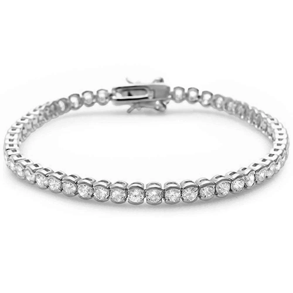 Half Bezel Set Cubic Zirconia .925 Sterling Silver Bracelet