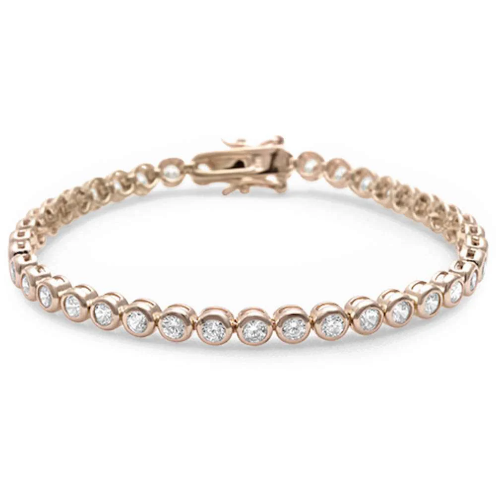 Yellow Gold Plated Bezel Set Cubic Zirconia .925 Sterling Silver Bracelet