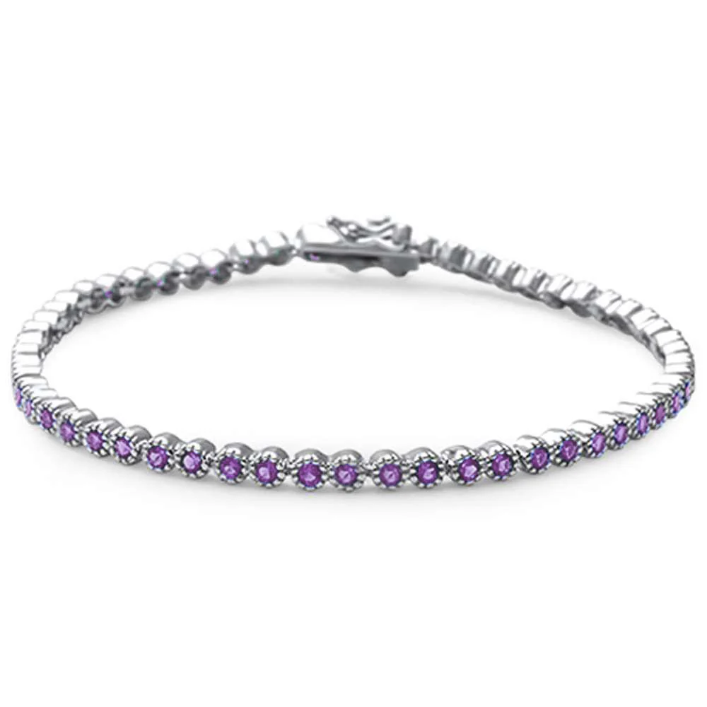 Elegant 7" Amethyst .925 Sterling Silver Bracelet