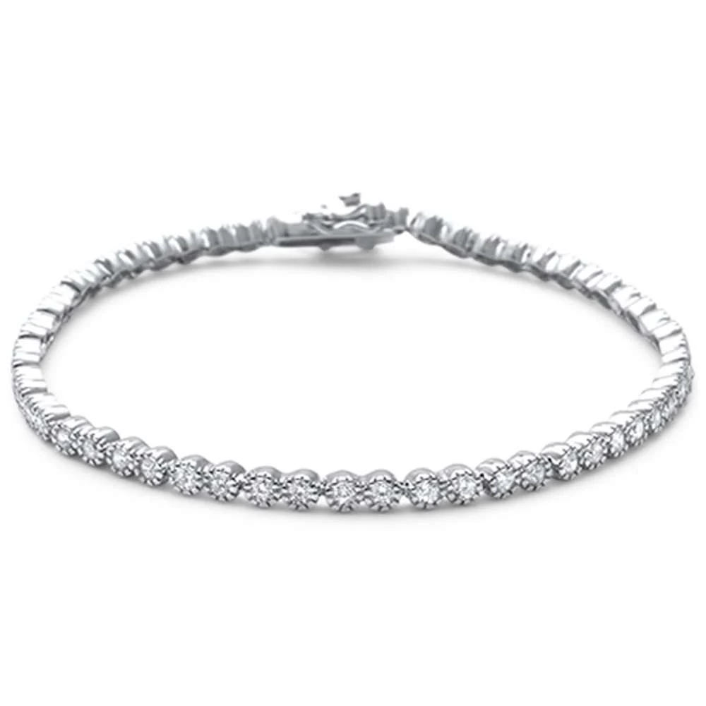 Elegant 7" Cubic Zirconia  .925 Sterling Silver Tennis Bracelet