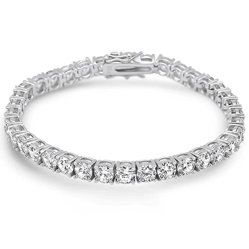 5MM Round Fine Cz .925 Sterling Silver Bracelet 7.25"