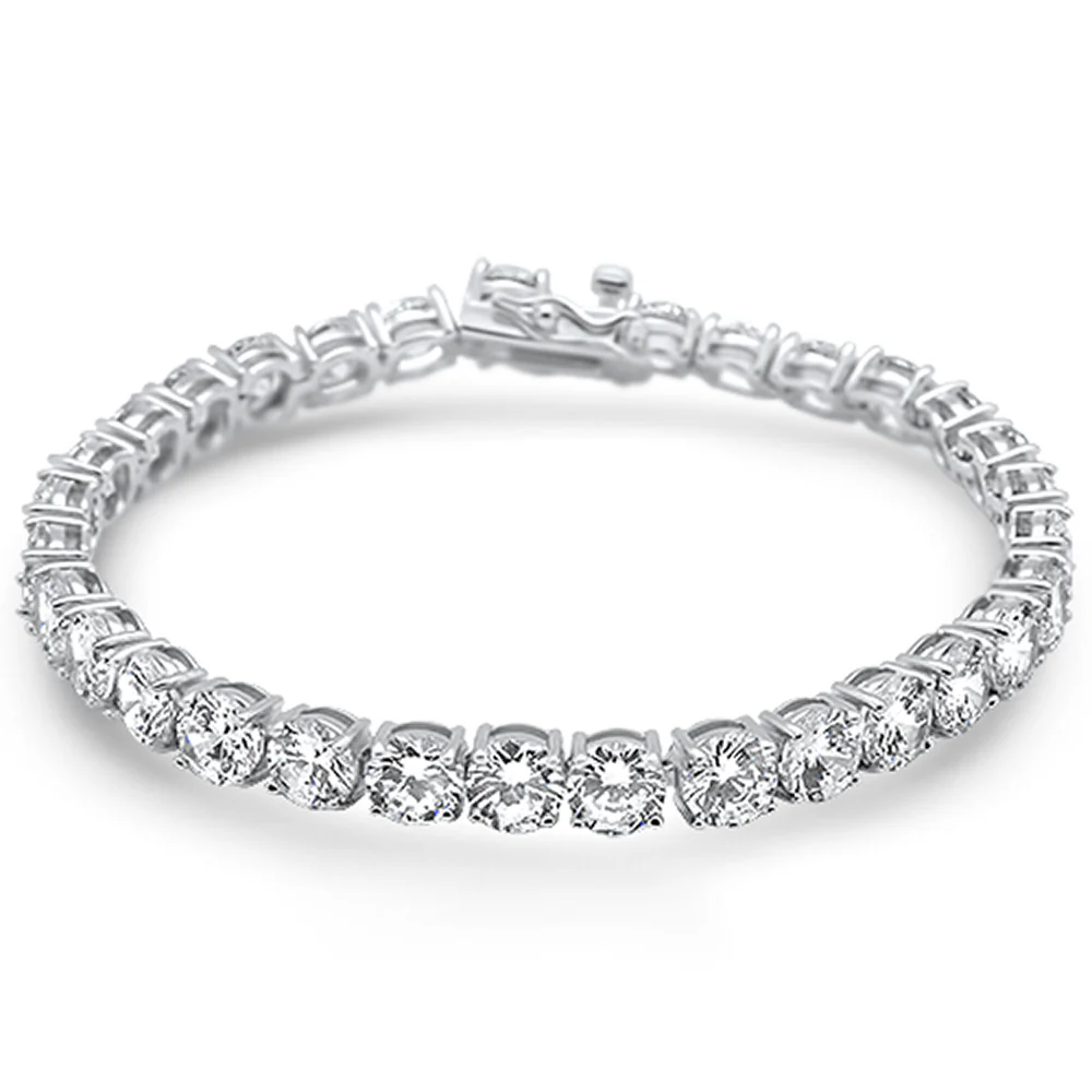 6MM Round Fine Cz .925 Sterling Silver Bracelet 7.75"