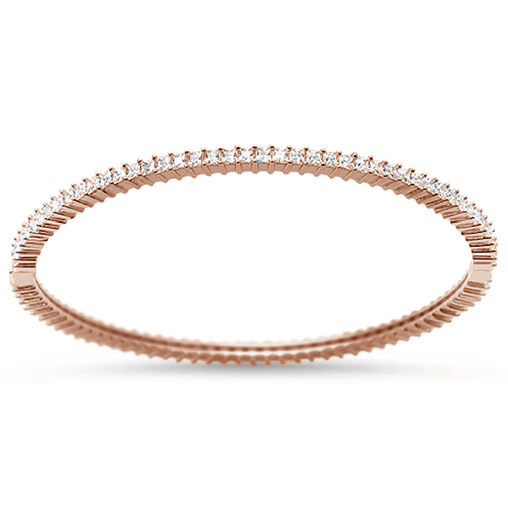 <span>CLOSEOUT! </span>2MM Rose Gold Plated Princess Cut Cubic Zirconia .925 Sterling Silver Bracelet