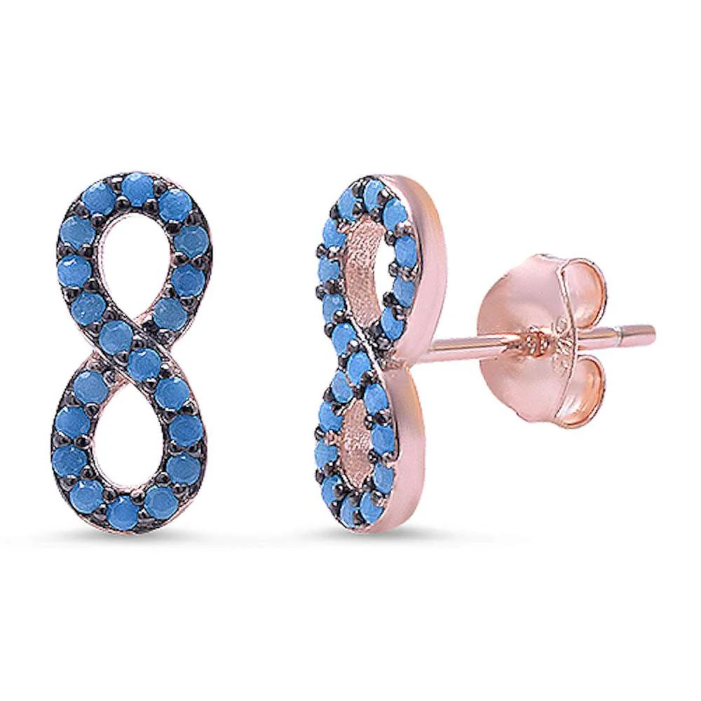 <span>CLOSEOUT!</span>Rose Gold Plated Nano Turquoise Infinity .925 Sterling Silver Earrings